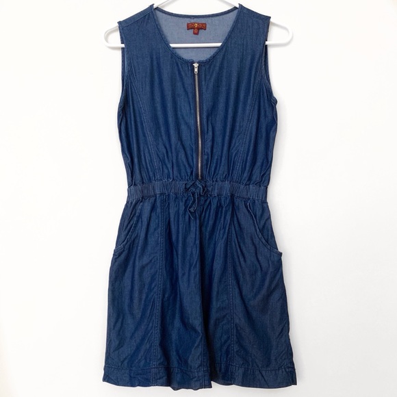 7 For All Mankind Other - 7FAM Sleeveless Zip Front Chambray Mini Dress